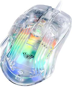 Aula S80 Multi-Color RGB Led Vadu Spēļu Optiskā Pele 7 Pogas 1200-7200dpi ar Caurspīdīgu Korpusu