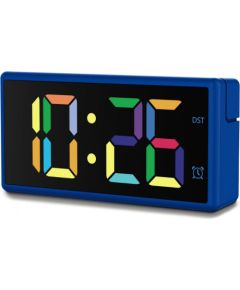 Hama Ibiza Digitālais Modinātājs Ar Multikoloru LCD Displeju USB Lādēšana Zils