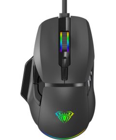 Aula F815 RGB Vadu USB Spēļu Pele ar 7 Pogām / Makro 12800dpi Melna