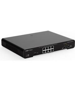 Ruijie RG-NBS3100-8GT2SFP-P 10-portu Gigabit Layer 2 Cloud 6kV 20Gbps PoE slēdzis melnā krāsā