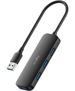 Cudy UH40A USB-A uz 4-Portu USB 3.0 Hub 5Gbps Datu tikai Plastmasa Kompakts Melns