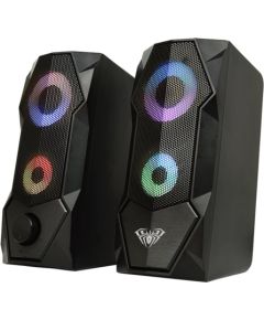 Aula N-301 Stilīgas Kompaktas Datora / Poratīvā 2.0 10W Stereo Skaļruņi 3.5mm + USB RGB + Pults Melna
