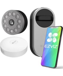 Ezviz DL01S 3in1 komplekts Viedā slēdzene iekštelpas + ārpus telpas + durvju zvans ar Gatewayy Sudraba