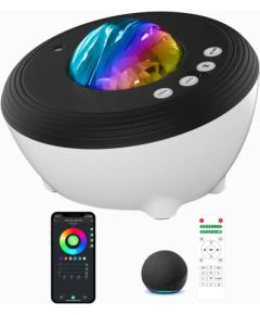 Elight J1 Aurora zvaigžņu projektors ar skaņām & Bluetooth skaļruni Smart Wi-Fi Aplikācijas / pukts vadību Balta