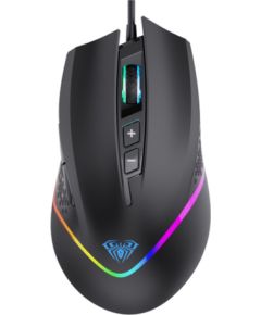Aula F805 Multi-krāsu apgaismojuma Vada Spēļu Optiskā pele 7 pogas 800-6400dpi 4000FPS 32ips Melna