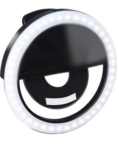 Elight CL1 Poratīvs Ceļojumu Telefona Klipša fiksācijas Led gaismas gredzens perfektam selfie ar batereju Melns