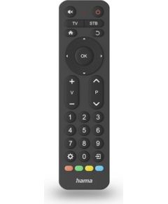 Hama Universālā TV Tālvadības Pults 2-in-1 Ar Lielām Pogu Funkcijām, Infrasarkanais Mācību Režīms Melns