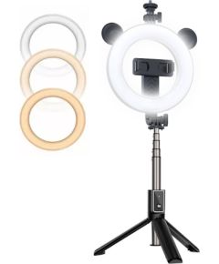 CP X4 LED 16cm Uzlādējama Selfie Lampa ar BT Pulti & Rokturi + Grīdas statīvu 20-90cm + Telefona