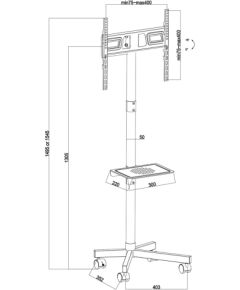 Maclean MC-949 TV Cart, Stand, Professional,32-55", on Casters, max. VESA 400x400, max. 25kg