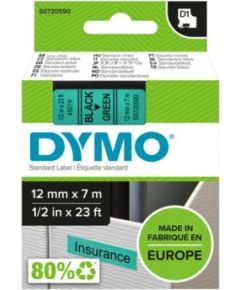 Dymo 45019 (S0720590) Label Tape 12mm x 7m, Black on Green