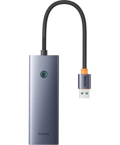 Hub Baseus UltraJoy Series Lite 4-Port (USB to USB 3.0*3+RJ45*1+USB-C 5V) (gray)