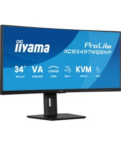 iiyama ProLite XCB3497WQSNP-B1, LED-Monitor - 34 - black (matt, WQHD, VA, Curved, Adaptive-Sync, USB-C, USB-Hub, 120Hz panel