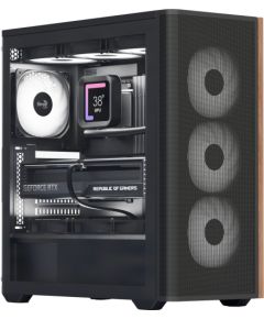 Aerocool D501A-G-BK-v2, tower case (black/wood)
