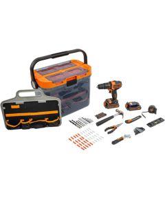 Black&decker BLACK+DECKER cordless impact drill BCKSB04, 18Volt (orange/black, 2x Li-ion battery 1.5Ah, storage box, 78-piece accessory set)