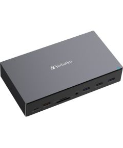 Verbatim USB-C Pro Docking Station CDS-17, 17 port, docking station (aluminium/black, HDMI, DP, RJ-45, USB-A, USB-C, SD, microSD, audio)