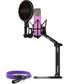 Rode Microphones NT1 Signature +XLR cable+Desktop Studio Arm, microphone (purple, bundle)