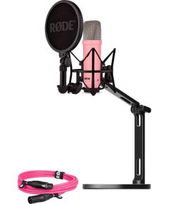 Rode Microphones NT1 Signature +XLR cable+Desktop Studio Arm, microphone (pink, bundle)