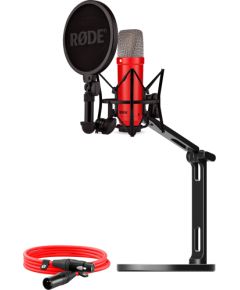 Rode Microphones NT1 Signature +XLR cable+Desktop Studio Arm, microphone (red, bundle)