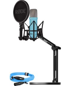 Rode Microphones NT1 Signature +XLR cable+Desktop Studio Arm, microphone (light blue, bundle)
