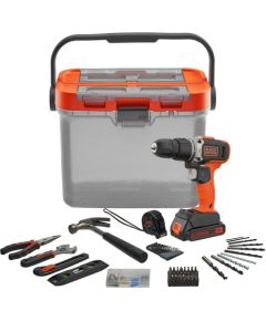 Black&decker BLACK+DECKER cordless impact drill BCKSB02, 18Volt (orange/black, Li-ion battery 1.5Ah, storage box, 62-piece accessory set)