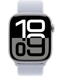 Apple Watch Series 10, Smartwatch (silver, aluminum, 42 mm, Sport Loop blue cloud)