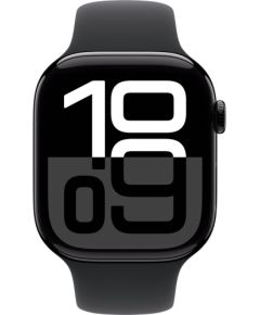 Apple Watch Series 10, Smartwatch (black (glossy), aluminum, 46 mm, black sport band S/M)