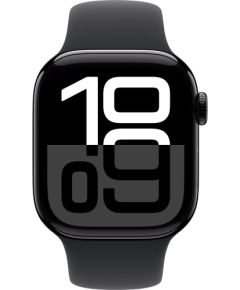 Apple Watch Series 10, Smartwatch (black (glossy), aluminum, 42 mm, black sport band S/M, cellular)