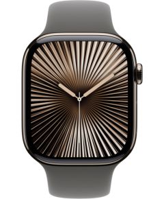 Apple Watch Series 10, Smartwatch (slate, titanium case, 46 mm, stone grey sport band M/L, cellular)