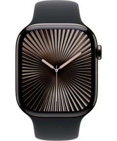 Apple Watch Series 10, Smartwatch (slate, titanium case, 46 mm, black sport band S/M, cellular)