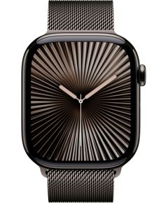 Apple Watch Series 10, Smartwatch (slate, titanium case, 46 mm, Milanese strap slate S/M, cellular)