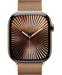 Apple Watch Series 10, Smartwatch (gold, titanium case, 46 mm, Milanese bracelet gold M/L, cellular)