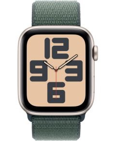 Apple Watch SE, Smartwatch (champagne, aluminum, 44 mm, Sport Loop sea green, cellular)