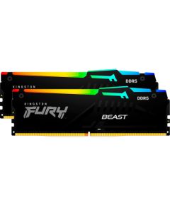 Kingston FURY DDR5 - 64GB - 6400 - CL - 32 (2x 32 GB) dual kit, RAM (black, KF564C32BBEAK2-64, FURY Beast RGB, INTEL XMP, AMD EXPO)