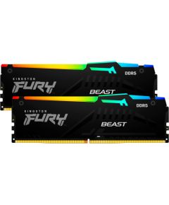 Kingston FURY DDR5 - 32GB - 6400 - CL - 32 (2x 16 GB) dual kit, RAM (black, KF564C32BBAK2-32, FURY Beast RGB, INTEL XMP)