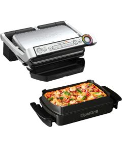 Tefal Optigrill + Snacking & Baking GC714D, contact grill (silver/black, 2000 watts)