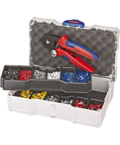 KNIPEX crimping pliers with crimping assortment for wire end ferrules 97 90 09 (red/blue, incl. wire end ferrules, TANOS MINI-systainer)