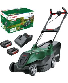 Bosch cordless lawn mower AdvancedRotak 36V-40-650, 36Volt (green/black, 2x Li-ion battery 2.0Ah, POWER FOR ALL)