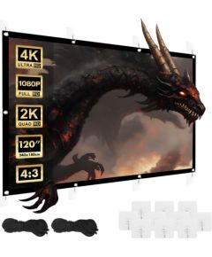 Maclean projection screen, 120", 240x180cm, 25mm 4:3 border, tension hooks, MC-169
