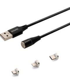 Savio CL-152 USB cable 1 m USB 2.0 USB C Micro USB A/Lightning Black