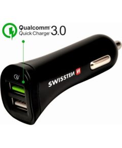 Swissten Quick Charge 3.0 Auto Lādētājs 12 / 24V / 2.4A / 18W + Micro USB vads 1.5m