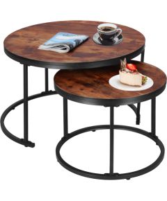 Loft stila kafijas galdiņu komplekts Springos HF0034, 2 gab., tērauda, industriālais dizains, apaļi, Ø 70 cm / 39,5 cm