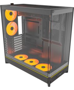 Montech HS02 PRO, tower case black, tempered glass x 2
