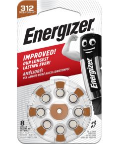 Cinka gaisa baterija AC312E (V312, HA312, PR41, 7002ZD) dzirdes aparātam 1,45 V Energizer 8 gab. blistera kārba