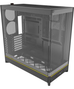 Montech HS02, tower case black, tempered glass x 2