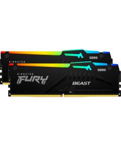 Kingston FURY DDR5 - 16GB - 6000 - CL - 30 (2x 8 GB) dual kit, memory (black, KF560C30BBAK2-16, FURY Beast RGB, INTEL XMP)