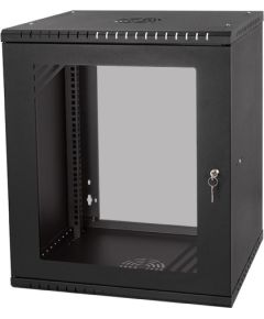 Komutācijas sienas skapis 19"- 12U - 600mm MELNS