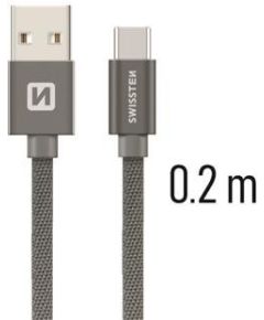Swissten Textile Universāls Quick Charge 3.1 USB-C Datu un Uzlādes Kabelis 20 cm