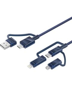 Promate PentaPower Universāls kabelis 6-in-1 USB-C(A) / micro / Lightning / 1,2m