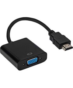 Fusion HDMI (19pin) to VGA (15pin) Adapteris Melns