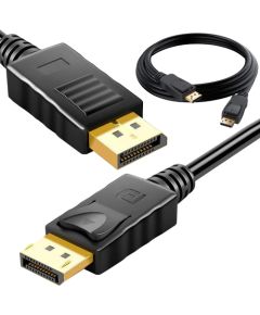 Fusion DisplayPort uz DisplayPort video kabelis v1.4 | 8K | 4K | 2K | 2M melns
